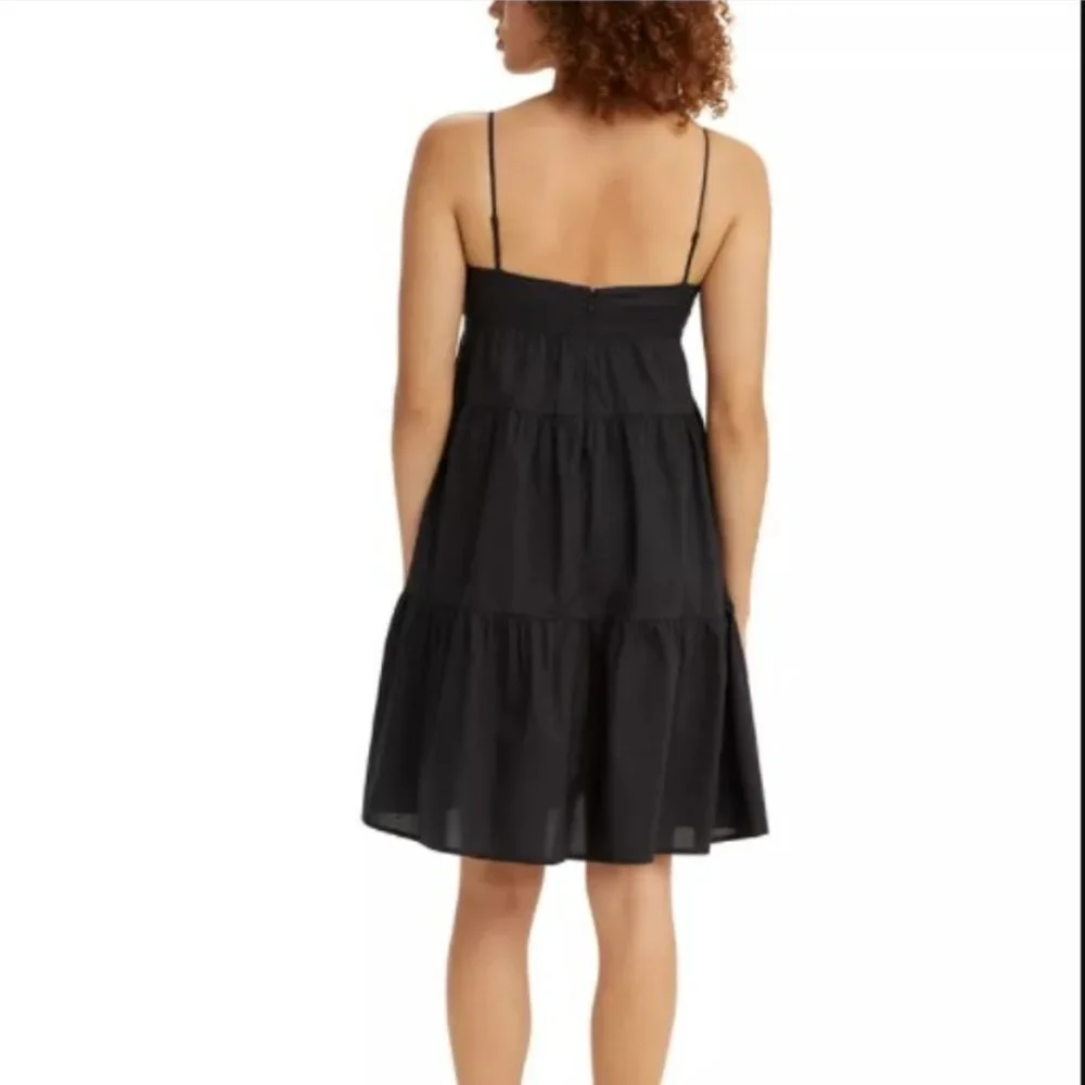 NWT Levi's Spaghetti Strap Tiered Cotton Dress M MSRP $64.50 Black - Picture 2 of 3